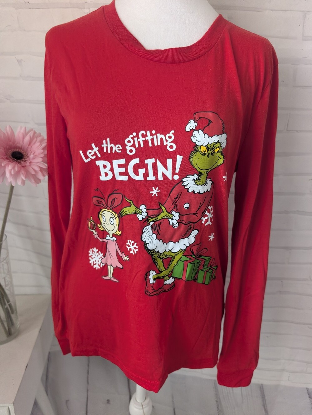 The Grinch Long-Sleeve Holiday Pajama Shirt Size L